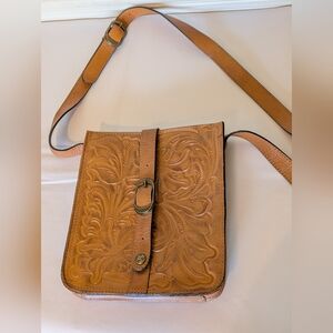 Patricia Nash Burnished Tooled Venezia Crossbody Bag.
